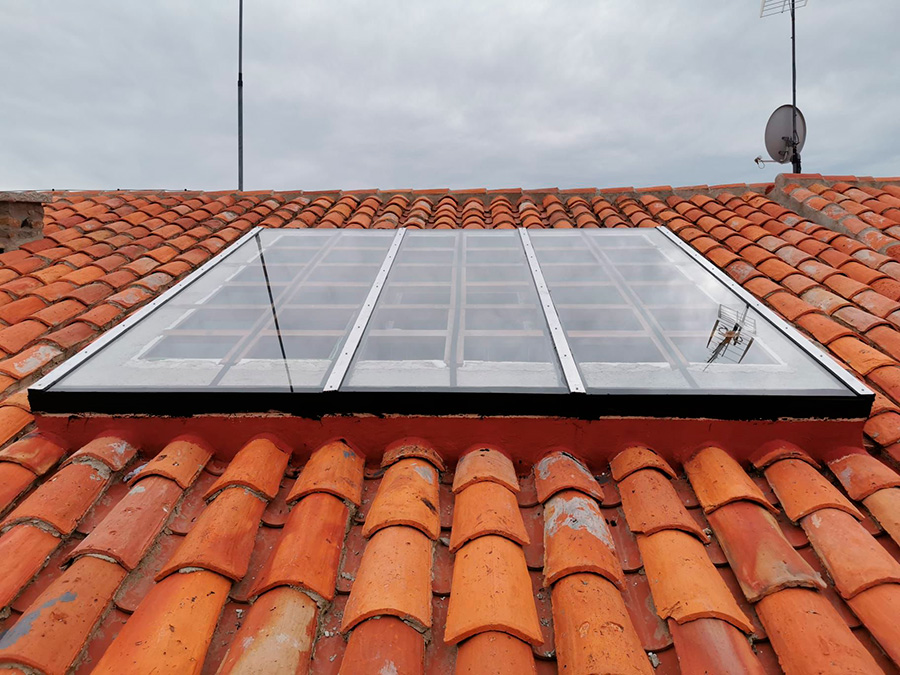 claraboyas de cristal ejemplo de fotos en tejado y exterior