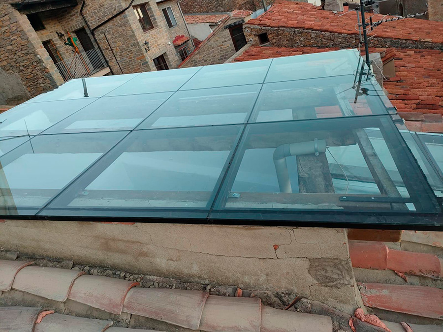 claraboyas de cristal ejemplo de fotos en tejado y exterior