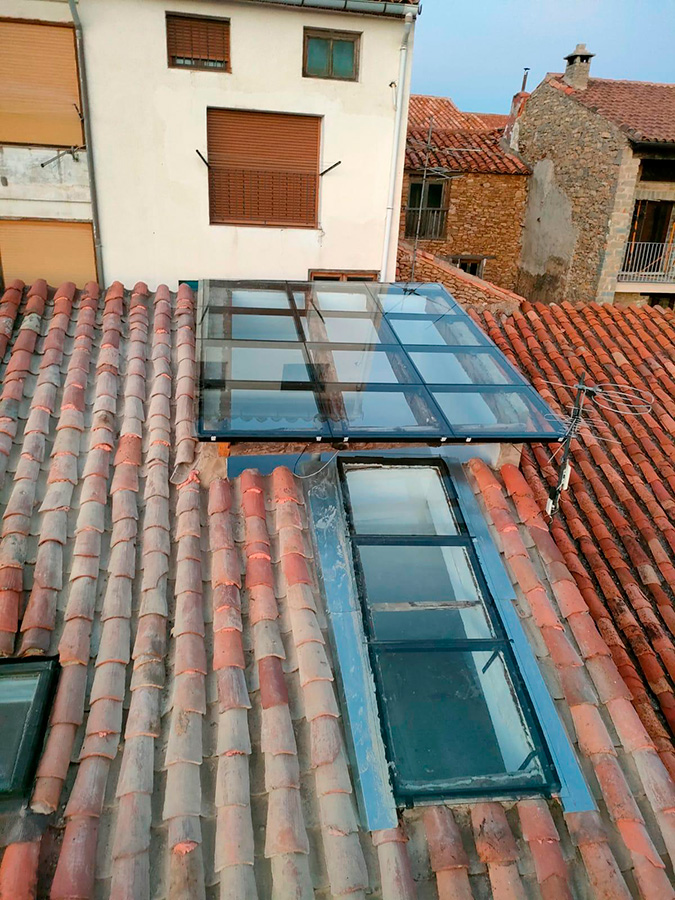 claraboyas de cristal ejemplo de fotos en tejado y exterior